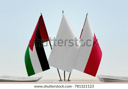 Flags of Jordan and Poland with a white flag in the middle