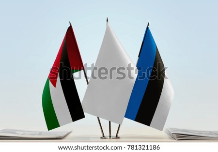 Flags of Jordan and Estonia with a white flag in the middle