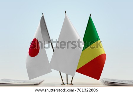 Flags of Japan and Republic of the Congo with a white flag in the middle