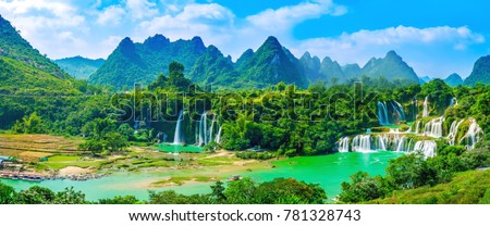 Waterfall of landscape scenery Royalty-Free Stock Photo #781328743