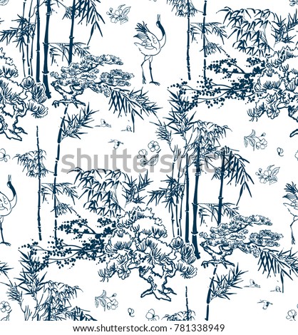 bamboo vector japanese pattern nature pine Royalty-Free Stock Photo #781338949