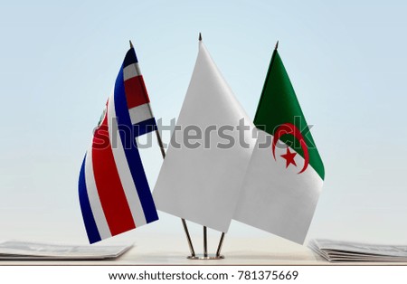 Flags of Costa Rica and Algeria with a white flag in the middle