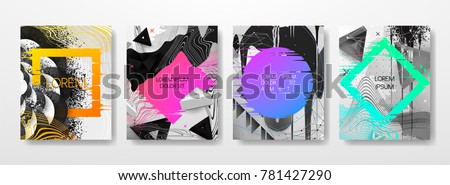 Abstract Fluid creative templates, cards, color covers set. Geometric design, liquids, shapes. Trendy vector collection. Royalty-Free Stock Photo #781427290