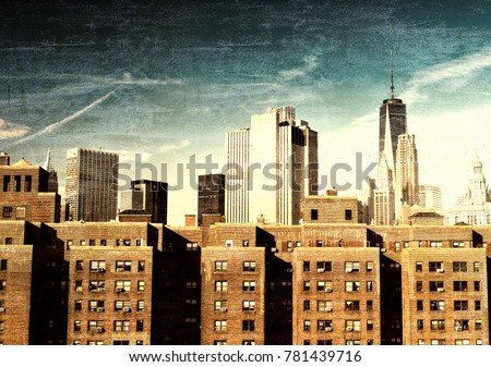 Vintage view of New York City skyline.