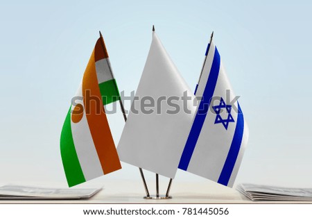 Flags of Niger and Israel with a white flag in the middle
