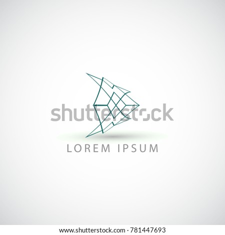 business logo abstract lines fish vector sign