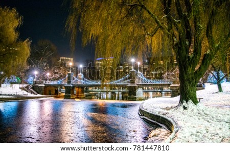 Bridge in Boston Commons at Night (Winter) - Massachusetts, USA