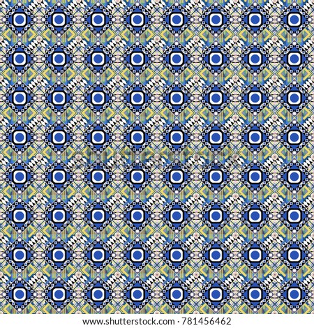 Vector colorful rectangles seamless pattern. Blue, white and black background.