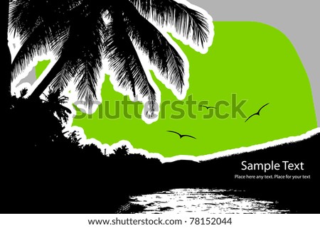Vector tropical landscape with palm