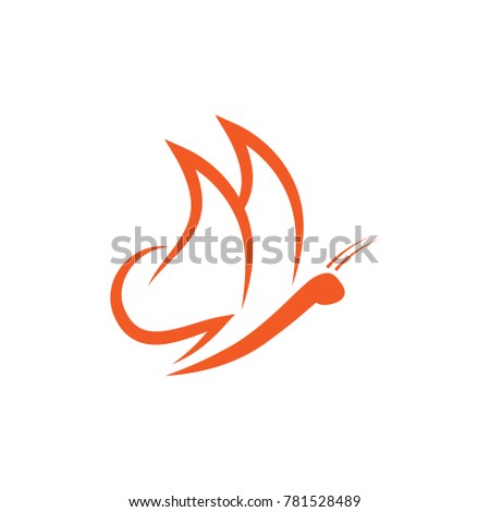 Abstract orange flying butterfly logo 