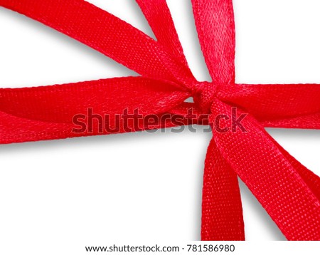 Red ribbon bows are used as gifts on special days on white background