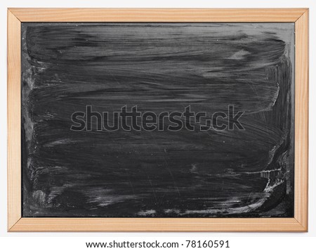 Black blank chalkboard with wood frame