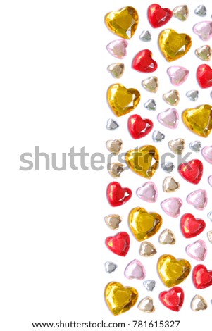 Valentine's day theme. Colorful diamond heart on white background for a background.Copy space for text or logo.