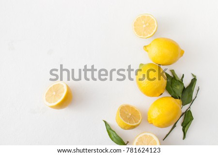 Lemons are in home recipes for cosmetics and cooking to improve immunity and health. The view from the top. Royalty-Free Stock Photo #781624123