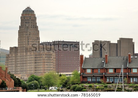 A view of Buffalo New York showing the city hall.
