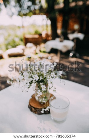 Decor on the wedding, flowers, rustic