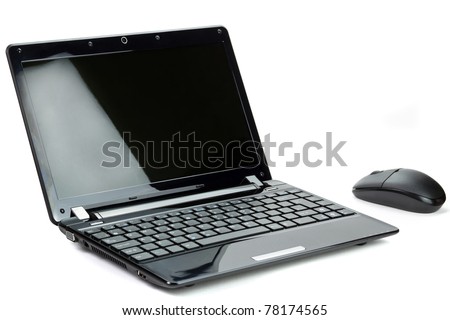 Black netbook isolated on white