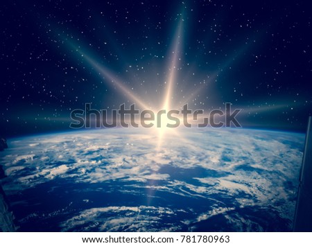 Singy sunrise from space. The elements of this image furnished by NASA.
