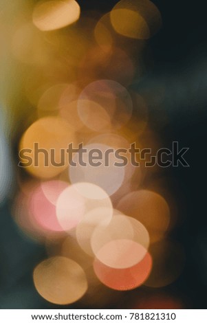 Abstract circle bokeh light background with decorations in holiday of new year's Day.