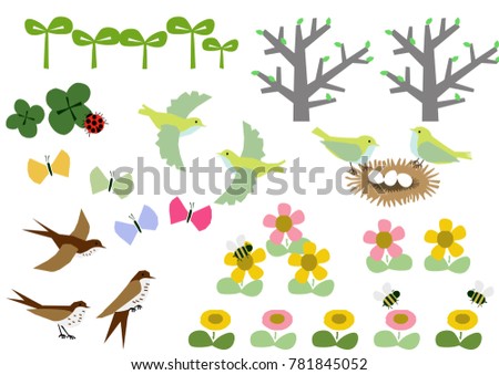 Image of spring. Spring material collection. Calendar clip art.
Spring landscape material collection.
A warm image.
