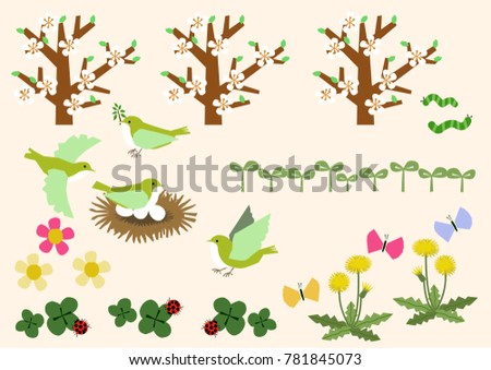Image of spring. Spring material collection. Calendar clip art.
Spring landscape material collection.
A warm image.
