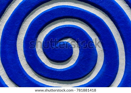 White and blue spiral. Top view and Close up.