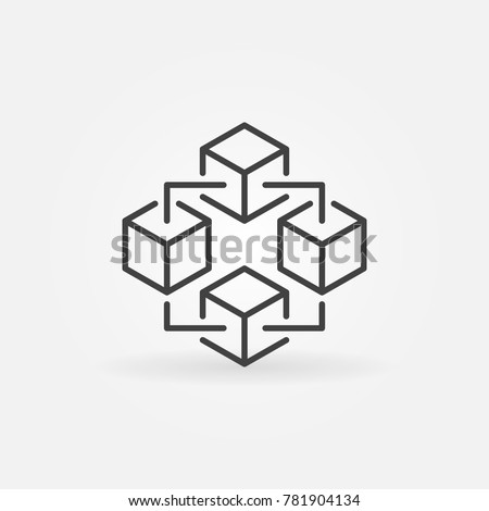 Blockchain technology modern icon. Vector block chain symbol or logo element in thin line style Royalty-Free Stock Photo #781904134