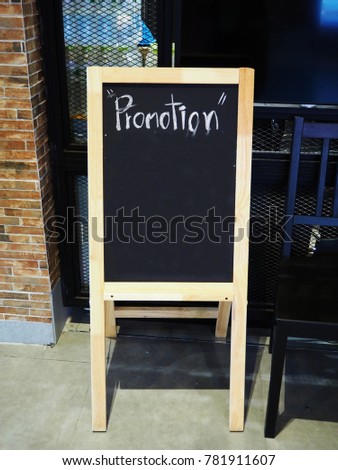 Picture of blackboard in bakery shop that is showing special menu Royalty-Free Stock Photo #781911607