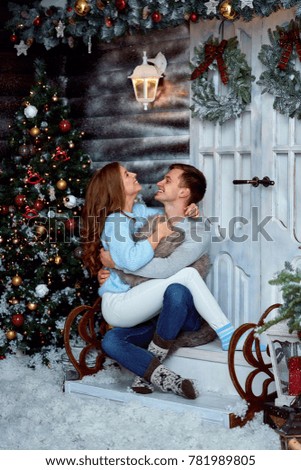 Young couple in love have fun i on new years eve 