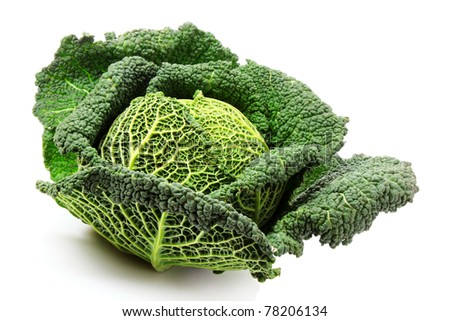 Savoy cabbage isolated on white Royalty-Free Stock Photo #78206134