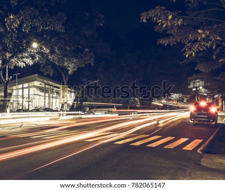 Long Exposure of Headlights coming Down a Hill in Lahug Philippines