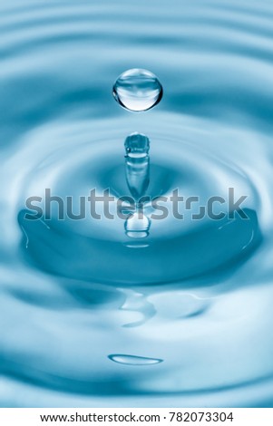 Water drop with circular ripples.