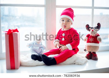 Baby in a christmas hat