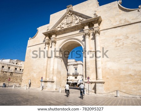 Historic gate leading to Lecce, Puglia, Italy