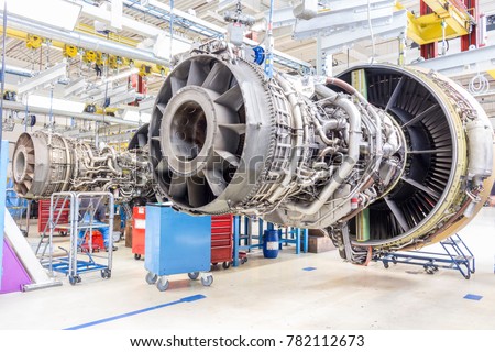 Close up of airplane engine during maintenance Royalty-Free Stock Photo #782112673