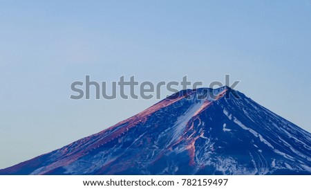 Beautiful view Mt.Fuji with snow in the morning with blue sky at Yamanashi, Japan.