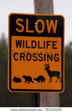 SLOW WILDLIFE CROSSING SIGN