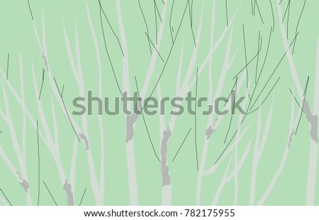 Birch tree bright green abstraction image from a CAD drawing like a traditional oriental ink painting, for landscape and illustration, fabric textures, clothing, clip arts, art