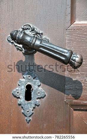 forged door handle and door
