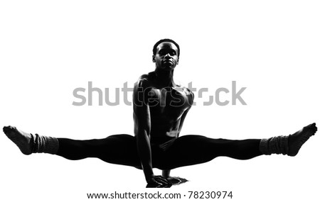 one  african man dancer dancing on studio isolated white background