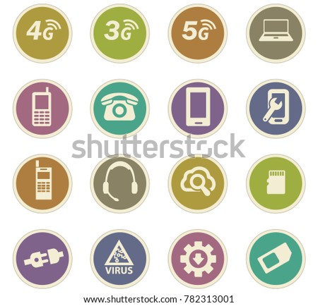 Mobile connection vector icons for user interface design