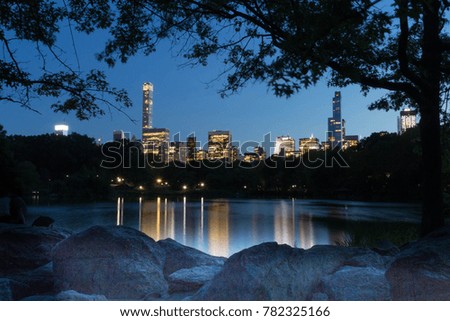 Central Park Pond at night long exposure