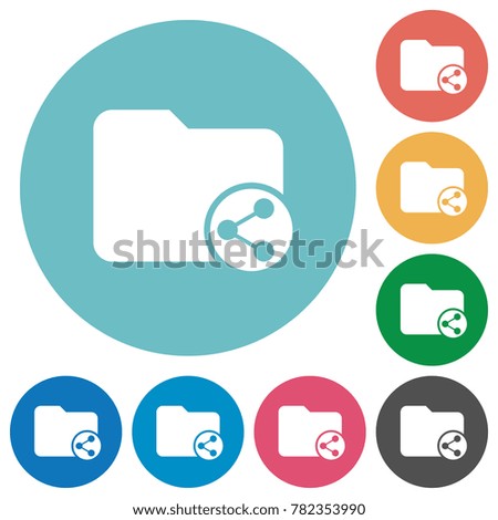 Share directory flat white icons on round color backgrounds