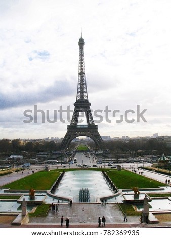 View of famous Eiffel Tower in Paris, France.
