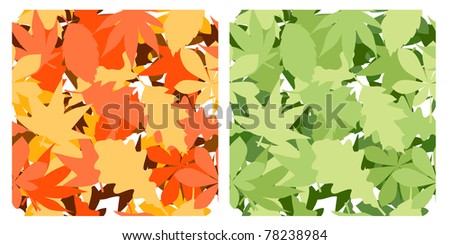 Two seamless patterns with different  leaves