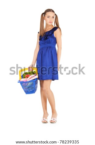 picture of lovely woman with shopping basket