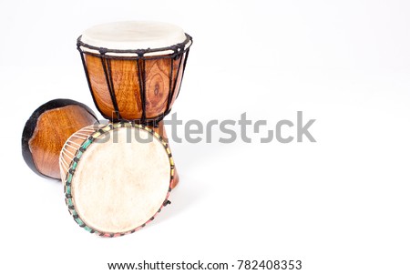 Two djembe drums isolated on white - Background