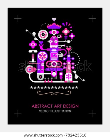 Decorative abstract art design isolated on a black background vector illustration.
