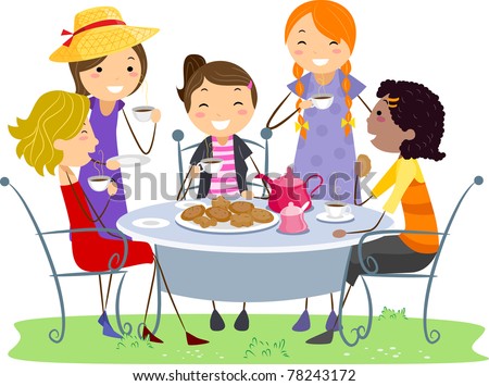 Illustration of Ladies Having a Tea Party