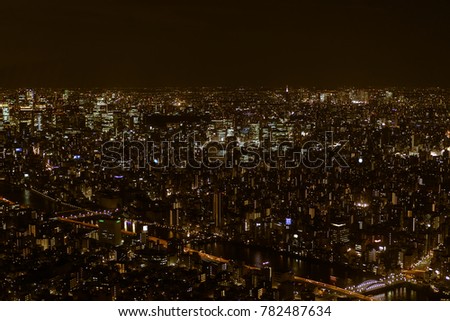 View of Tokyo at night from the famous Tokyo Skytree Tower